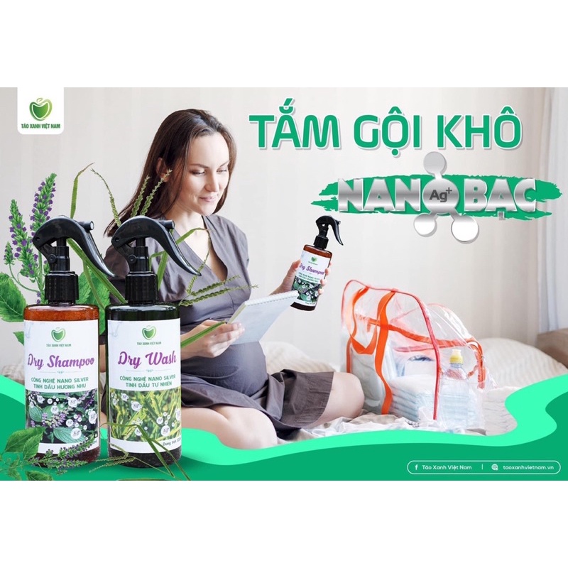Tắm gội khô nano bạc cho người bệnh, phụ nữ sau sinh- Dry Shampoo & Dry Wash Táo Xanh Việt Nam - Xanh Store