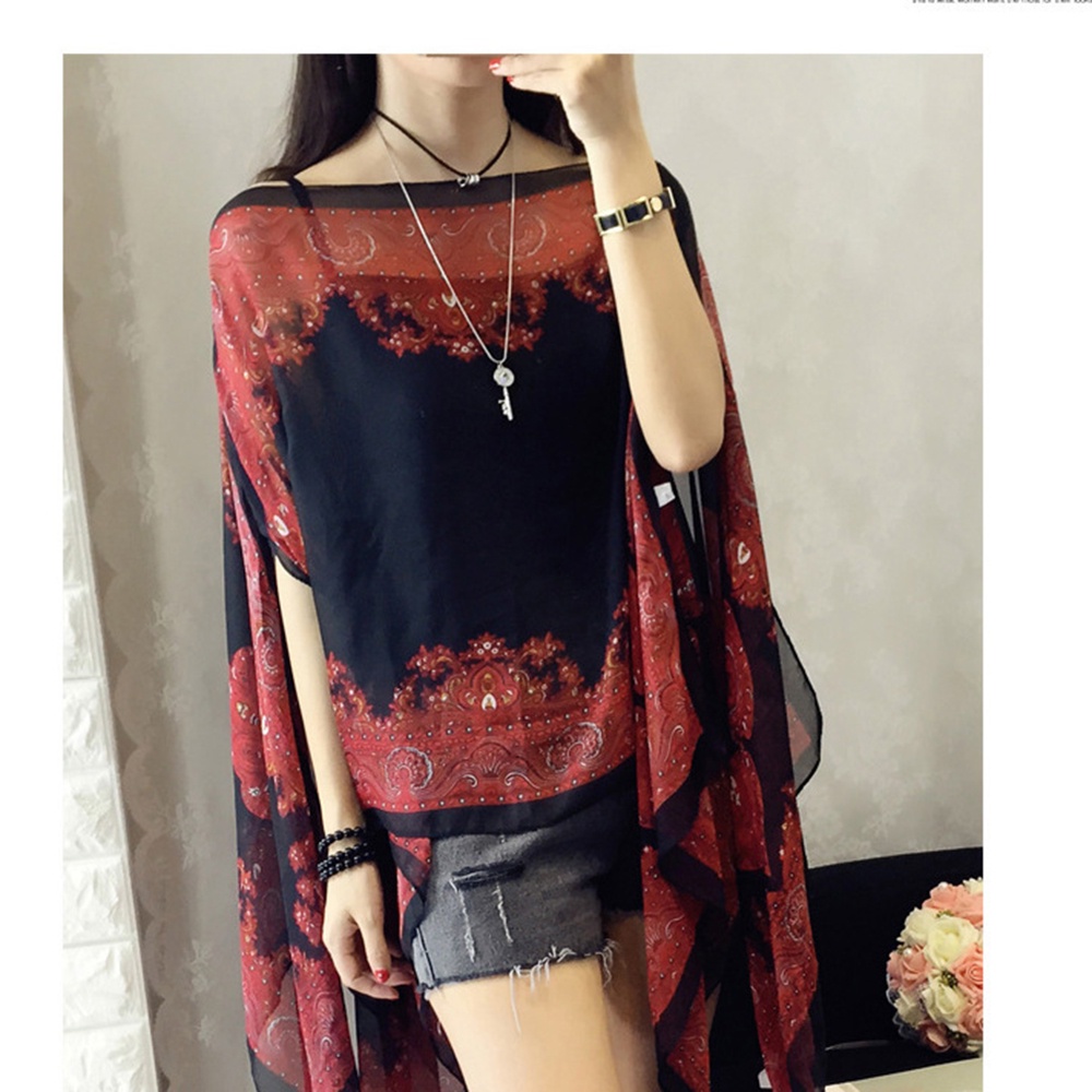 Áo Choàng Poncho Chống Nắng In Họa Tiết Thời Trang Cho Nữ