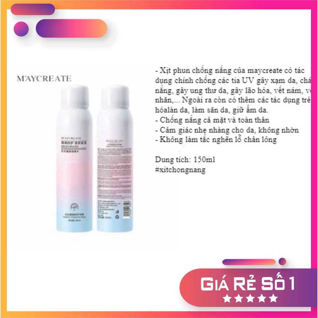 Xịt Chống Nắng Maycreate Cao Cấp
