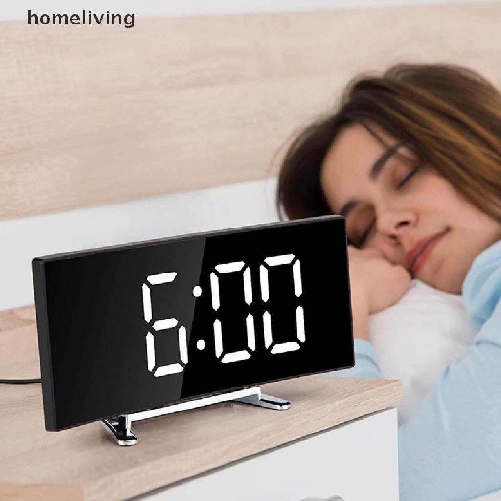 Đồng Hồ Báo Thức Kỹ Thuật Số 7 Inch Có Đèn Led Dạng Cong Để Bàn