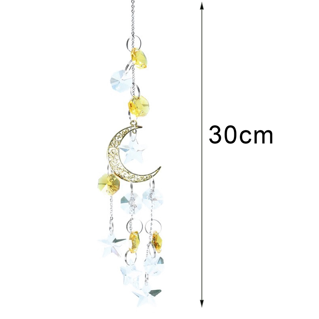 Chuông gió hình ngôi sao / mặt trăng / pha lê nhân tạo treo cửa sổ / trang trí sân vườn