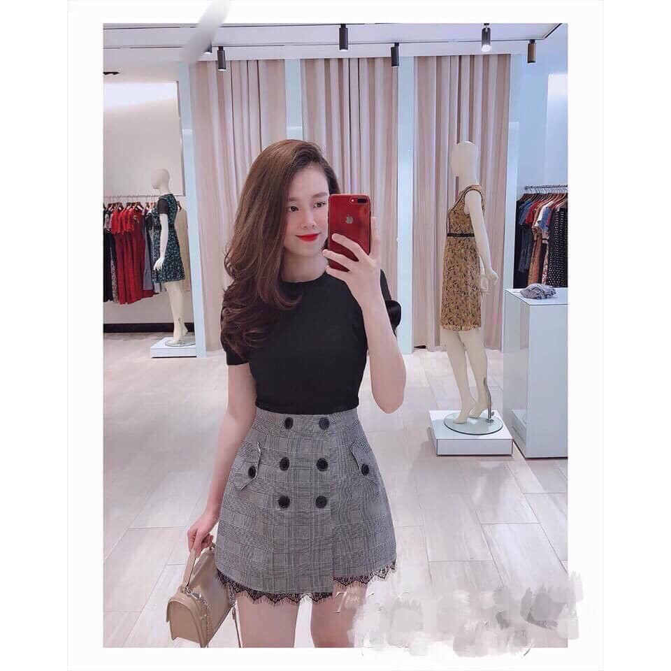 BÁN SỈ CHÂN VÁY CÚC KẺ VẠT CHÉO PHỐI REN -Hàng nhập khẩu | BigBuy360 - bigbuy360.vn