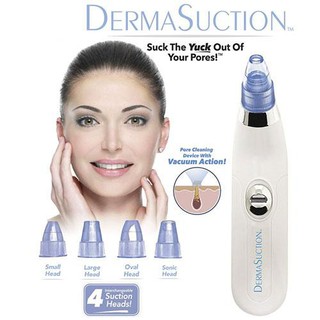 [Hot] MÁY HÚT MỤN DERMASUCTION 4 IN 1 cám, mụn đầu đen Chạy Pin AAA, 4 đầu hút thay thế