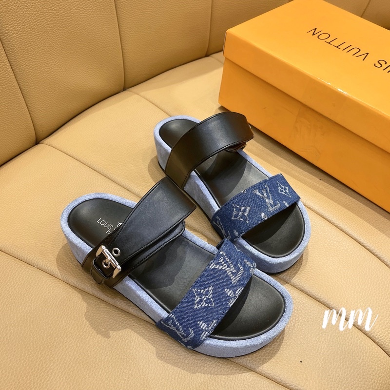 Dép nữ quai đen khóa phối màu nâng đế Nguyên hộp hãng cao cấp