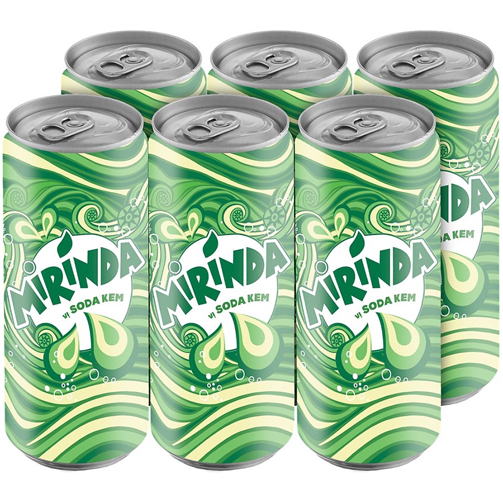 Lốc 6 lon nước ngọt Mirinda Soda Kem 330ml date mới