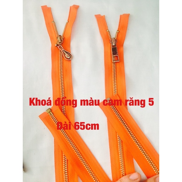 dây kéo màu vàng đồng dài 65cm thay khoá áo khoác,túi xách,áo da,ba lô