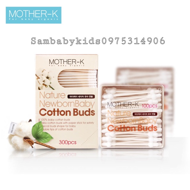 Tăm Bông Sơ Sinh 1 Đầu Xoắn MOTHER-K Chính Hãng Nhập Khẩu Hàn Quốc