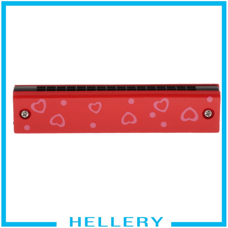 Kèn Harmonicas Gỗ Hai Hàng Họa Tiết Trái Tim Hoạt Hình Cho Bé