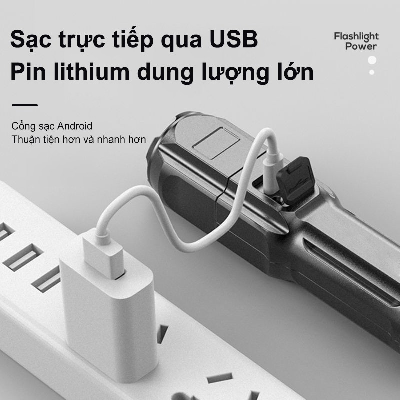 Đèn Pin Cầm Tay Độ Sáng Cao Sạc Usb Tiện Dụng