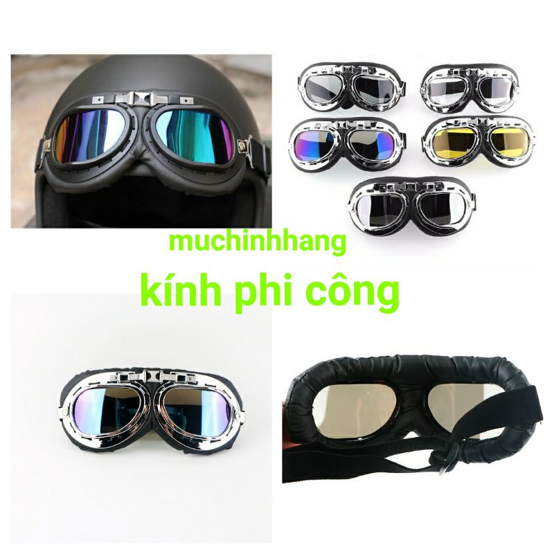 kính phi công thời trang lắp cho mũ bảo hiểm 3/4 _1/2