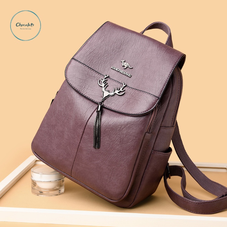 Balo da nữ CHOCALATE đầu hươu phong cách hàn quốc phù hợp đi chơi, du lịch.M06