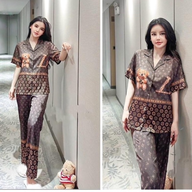 BỘ PIJAMA SATIN LỤA CAO CẤP GẤU NẰM