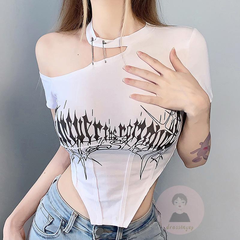 Áo Thun Tay Ngắn Cổ Tròn Thiết Kế Độc Đáo Thời Trang Cho Nữ