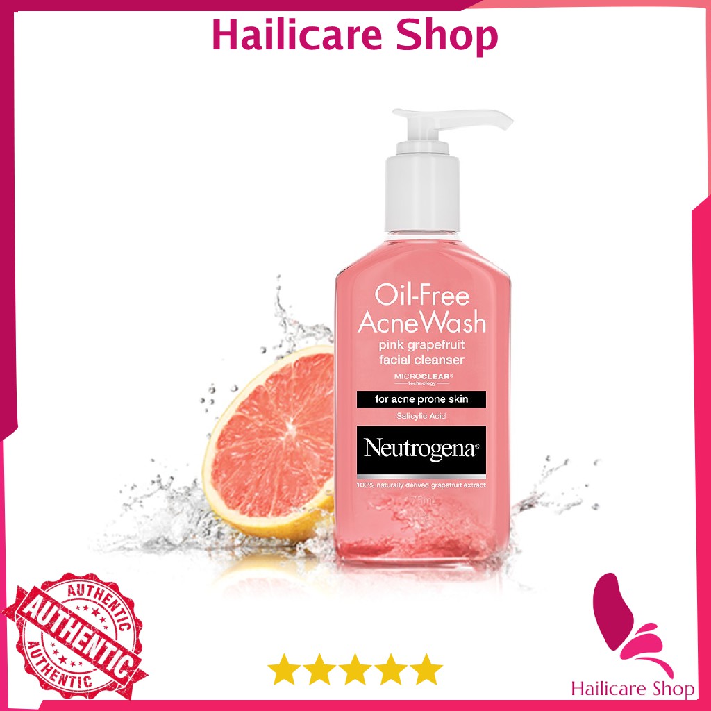 [Nhập Mỹ] Sữa Rửa Mặt Neutrogena Oil-Free Pink Grapefruit Acne Facial Cleanser/ Neutrogena Oil-Free Acne Wash