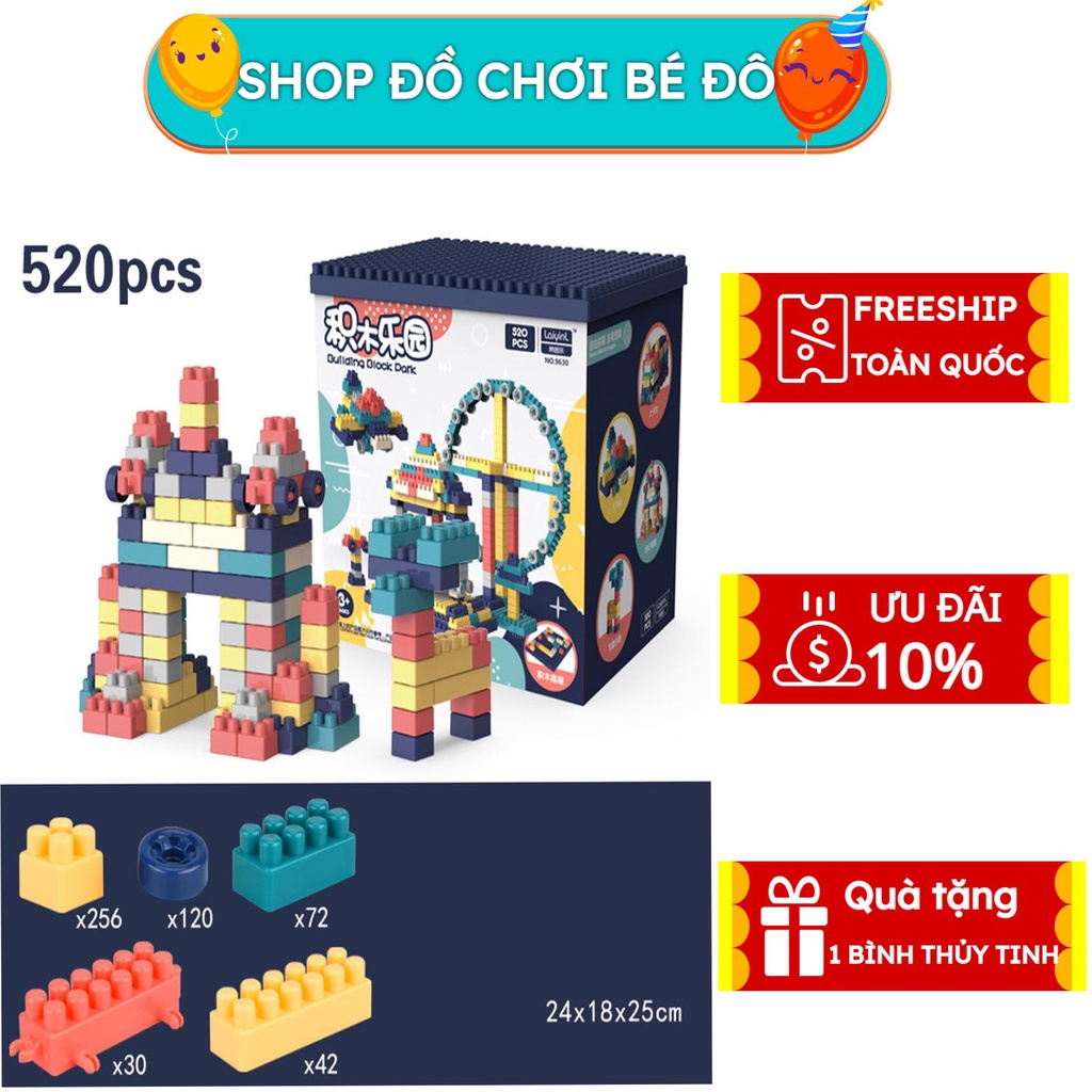 Building Block 520 Chi tiết – Bộ Đồ Chơi Xếp Hình Loại To 520 Chi Tiết Cho Bé Lắp Ráp, Sáng Tạo Phát Triển Trí Tuệ