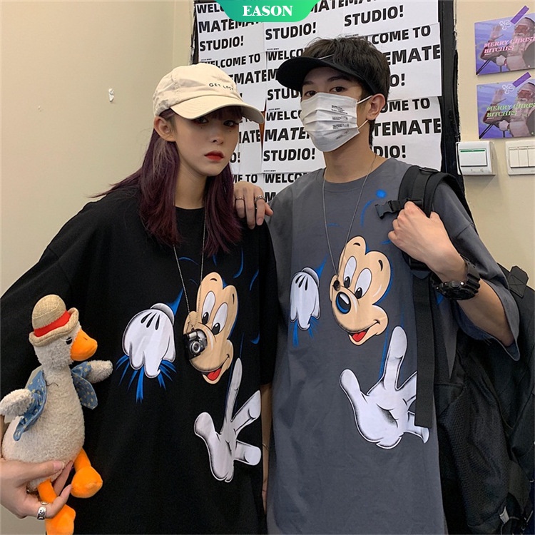 Áo Thun Tay Ngắn Dáng Rộng In Hình Mickey Hoạt Hình Phong Cách Hàn Quốc Thời Trang Mùa Hè Cho Nữ