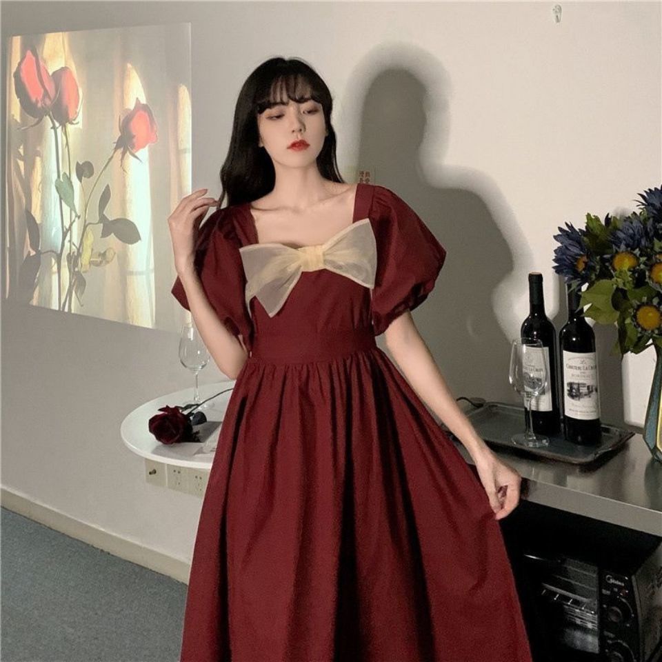 Đầm Tay Ngắn Dáng Ôm Thắt Nơ Eo Thời Trang Mùa Hè 2022 Dành Cho Bạn Nữ