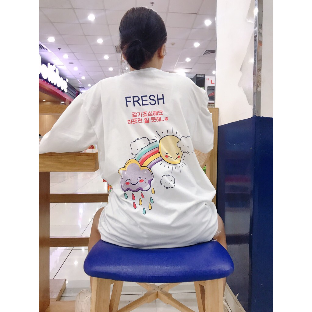 [FreeShip50K] Áo Thun Đôi Fresh SUNDAY(Ảnh Thật)   Tặng Kèm Gương Mini Siêu Xinh