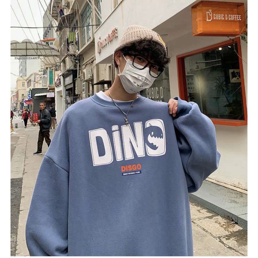 Áo sweater,áo nỉ chất dày form rộng in chữ DINO phong cách hàn xẻng nam nữ mặc cực chất | WebRaoVat - webraovat.net.vn