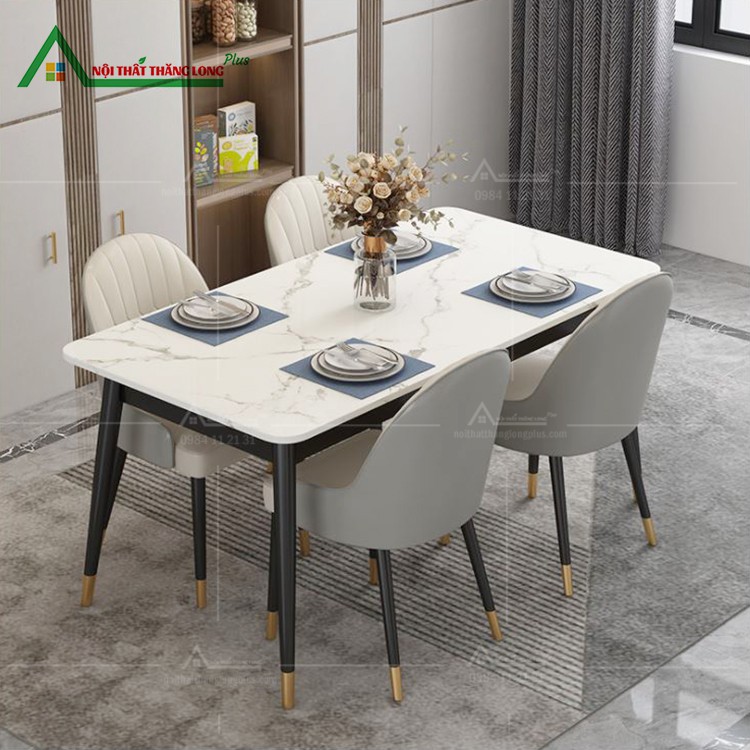 Bàn Ăn Nhập Khẩu Mặt Đá 4 Ghế Đẹp Hiện Đại, Các Mẫu bàn ăn 1m2, 1m4, 1m6, 1m8 dành cho cân hộ chung cư gia đình.