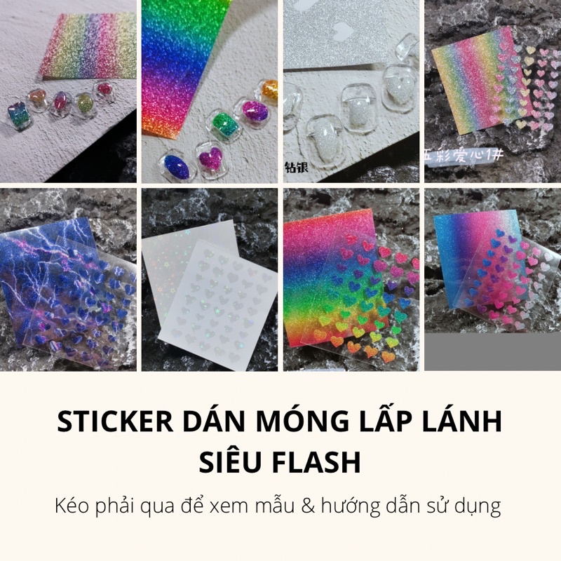 Sticker,hình dán móng tay siêu Flash lấp lánh cực kì đẹp và lung linh trang trí móng tay nghệ thuật nail