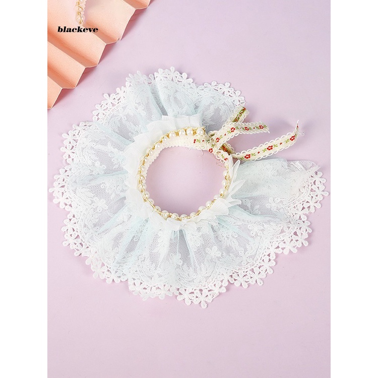 Vòng cổ cotton lưới phối ren làm phụ kiện chụp ảnh đáng yêu dành cho mèo cưng