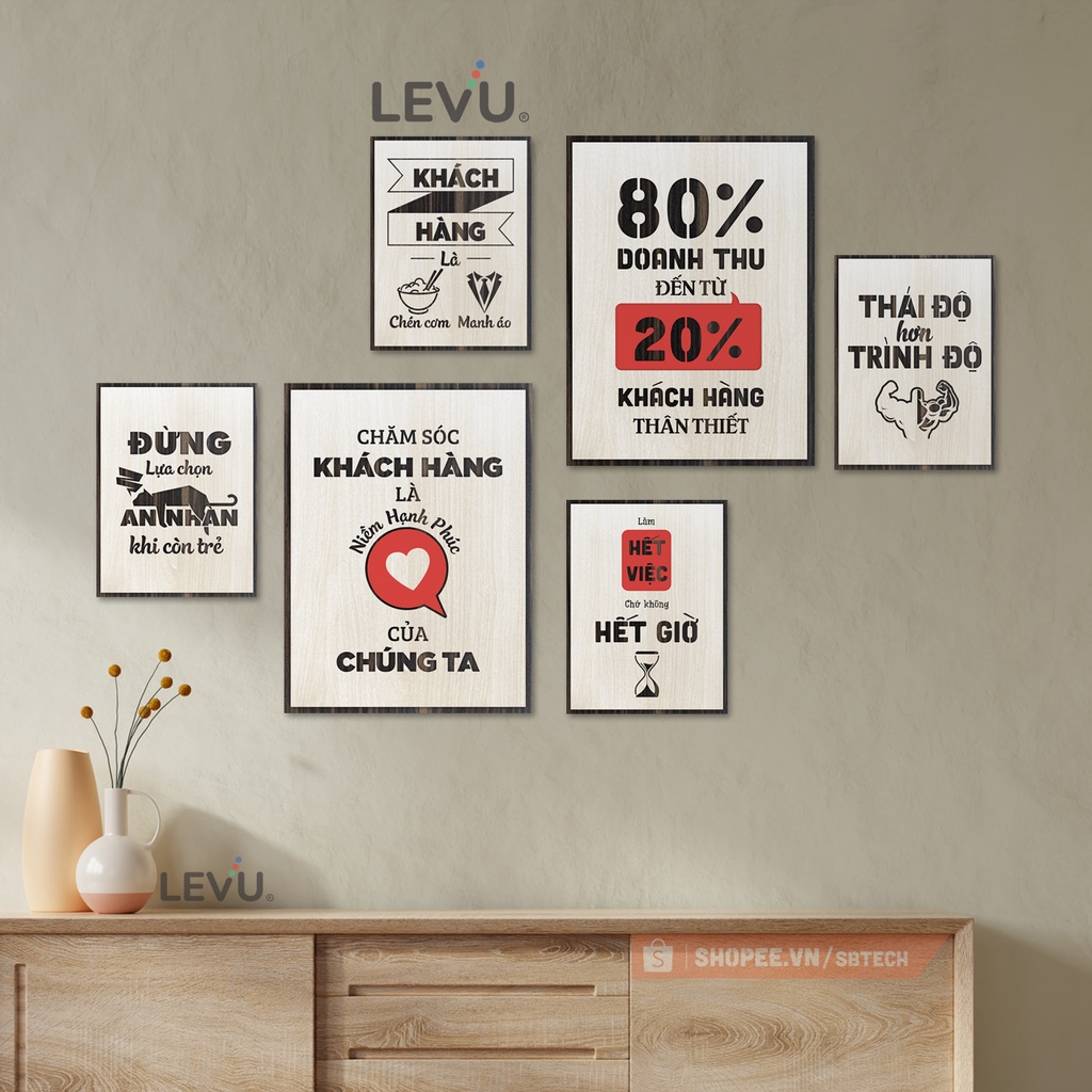 Bộ 6 tấm tranh treo tường gỗ tạo động lực SB6D