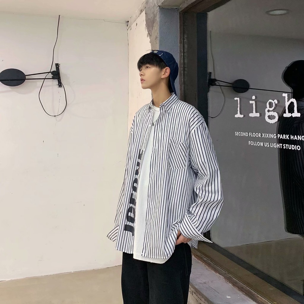 Men's dynamic style long-sleeved striped shirt | BigBuy360 - bigbuy360.vn