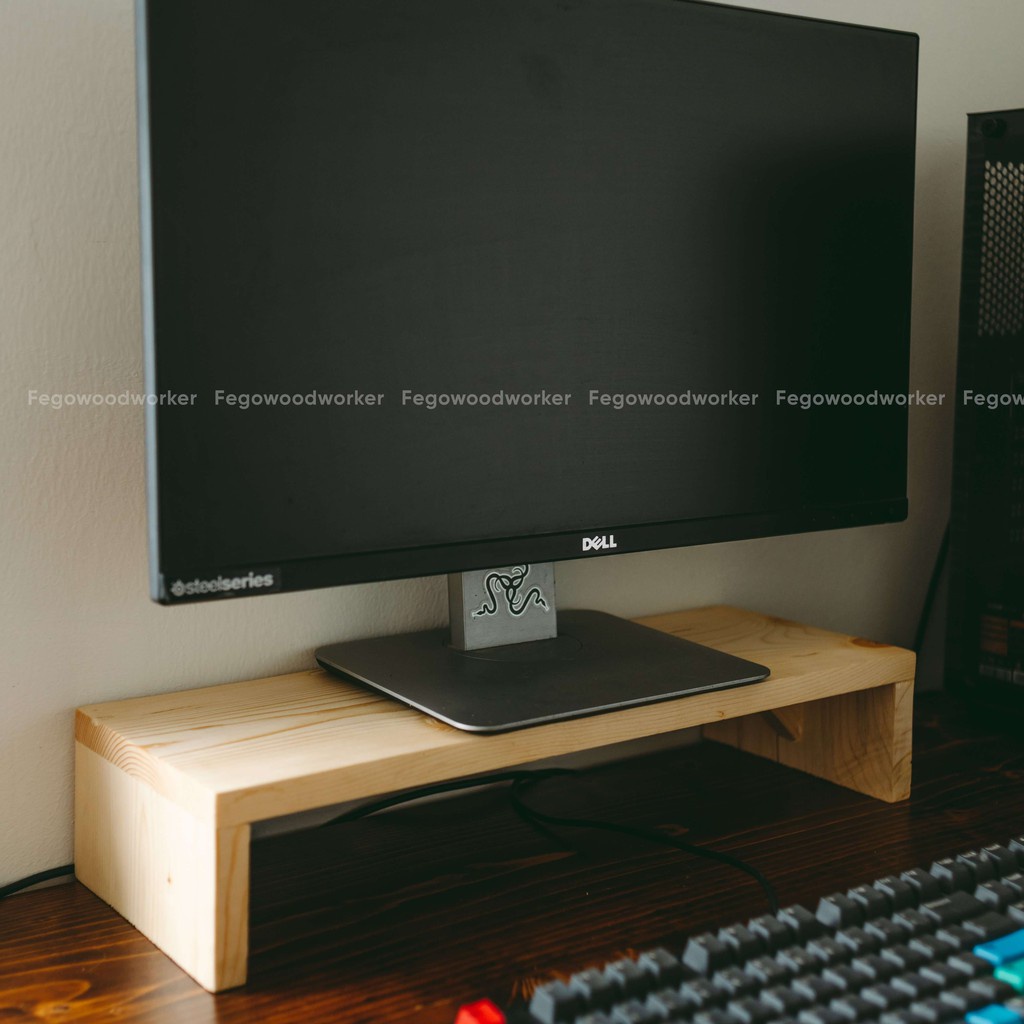 Kệ gỗ để màn hình máy tính, laptop cho bàn làm việc, đế kê màn hình máy tính 20x50x10cm.