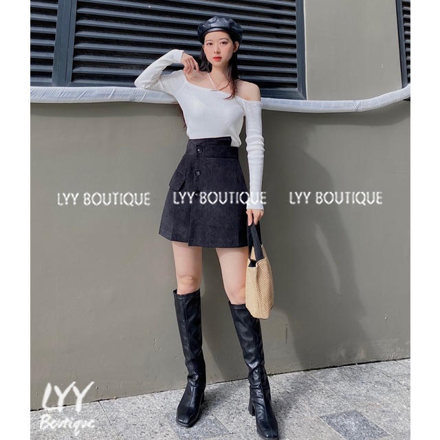 Chân Váy chữ A cạp lệch HACK EO kèm lót quần chất nhung tăm Quảng Châu, Chân váy ngắn hot hit LYY BOUTIQUE | BigBuy360 - bigbuy360.vn