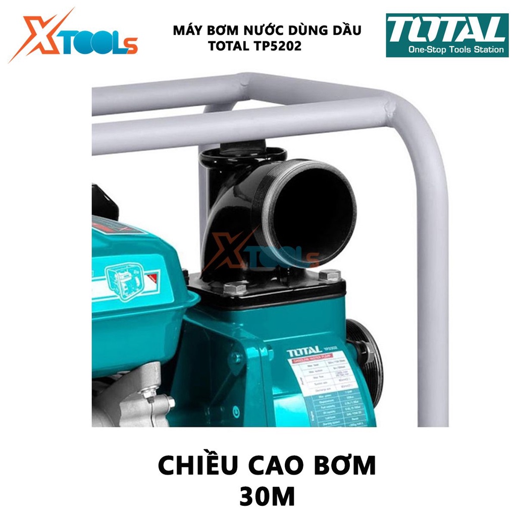 Máy bơm nước dùng dầu TOTAL Máy bơm nước mini chạy dầu Công suất 3.8H-8.3 HP Dung tích xi lanh 227cc-418 cc bơm tưới cây