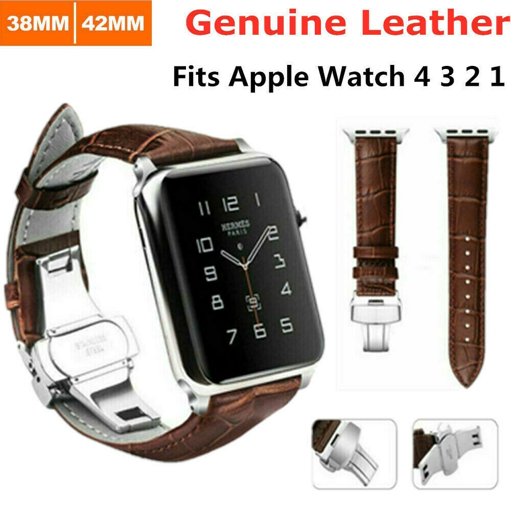 Genuine Leather Wrist Band Strap for Apple Watch iWatch Series 4/3/2/1 38mm 42mm