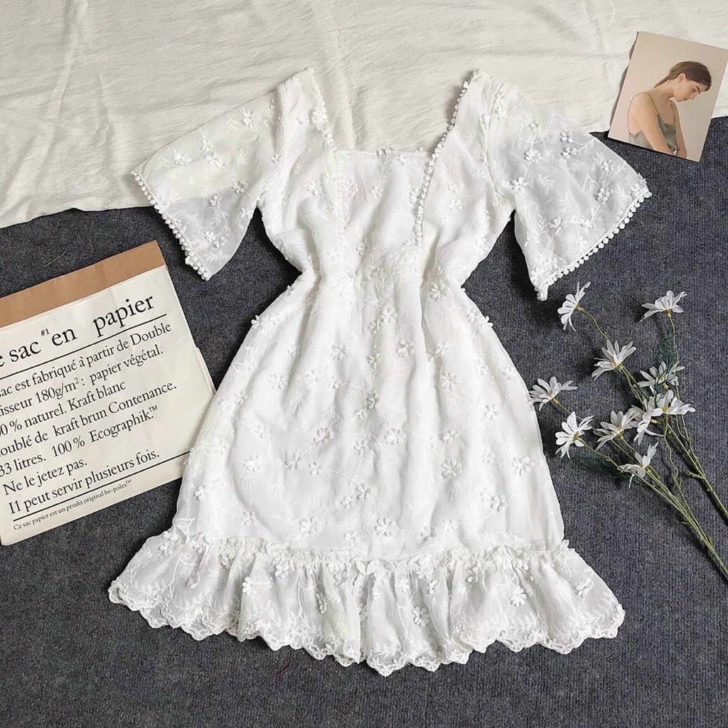 Đầm hoa nhí, đầm hoa vintage mùa hè, kiểu dáng trẻ trung, hàng chuẩn đẹp bán shop, phom dưới 54kg - tùy chiều cao | BigBuy360 - bigbuy360.vn