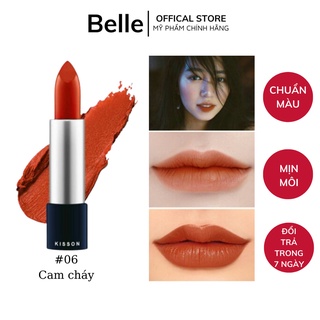 Son lì dưỡng môi chính hãng KISS ON màu cam cháy lâu trôi, mềm mịn môi, màu sắc tươi tắn không làm khô môi 4g kisson 06