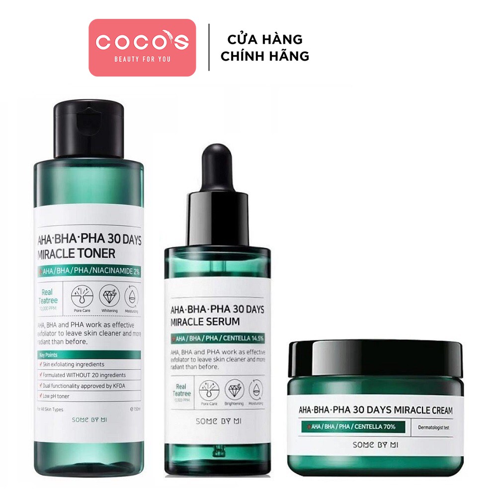 Combo 3 Sản Phẩm Giảm Và Ngăn Ngừa Mụn Some By Mi Aha-Bha-Pha 30 Days Miracle