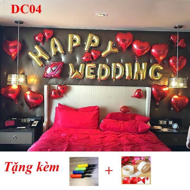 Set Bóng Trang Trí Phòng Cưới Tân Hôn Happy Wedding Nhiều Mẫu