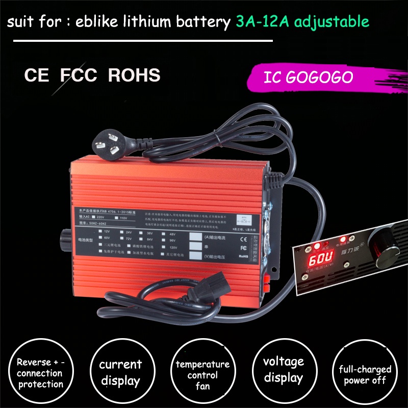 CURREN Bộ Sạc Pin li-ion lipo 48v 72v 60v 67.2v 84v 48v lifepo4 2a 5a 10a 12a 12s 16s 20s 24s
