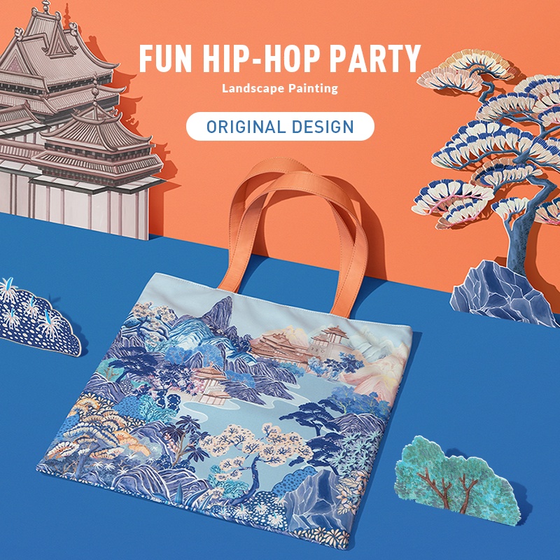 MAH Túi đeo vai Túi tote du lịch sức chứa lớn thiết kế in cảnh núi