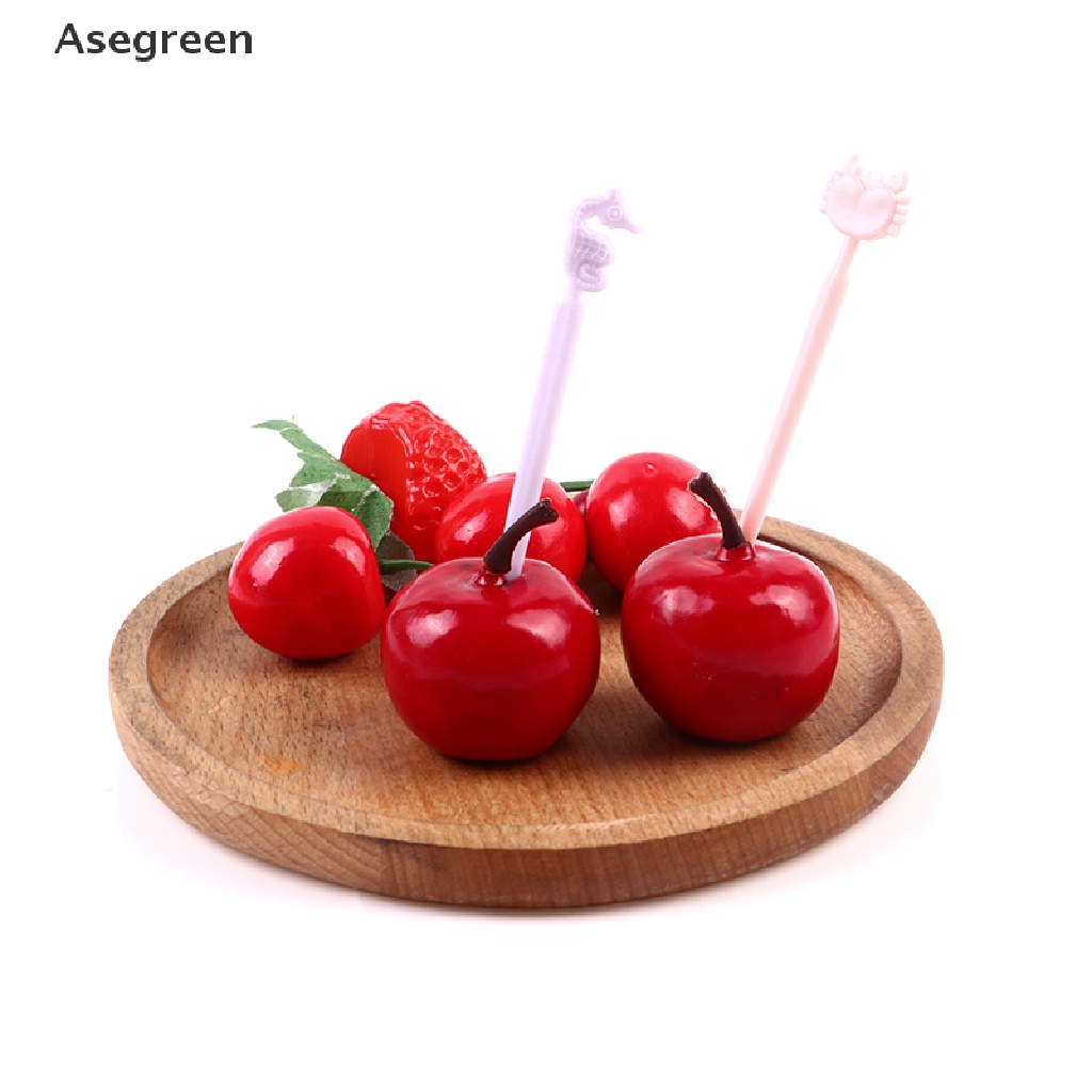[Asegreen] Nĩa Ăn Tráng Miệng Trái Cây Mini Màu Kẹo Ngọt Ngào Dễ Thương Cho Trẻ Em