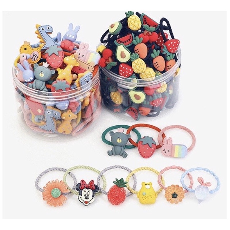 Dây buộc tóc nhiều hình dễ thương cho bé gái ( set 2 dây)