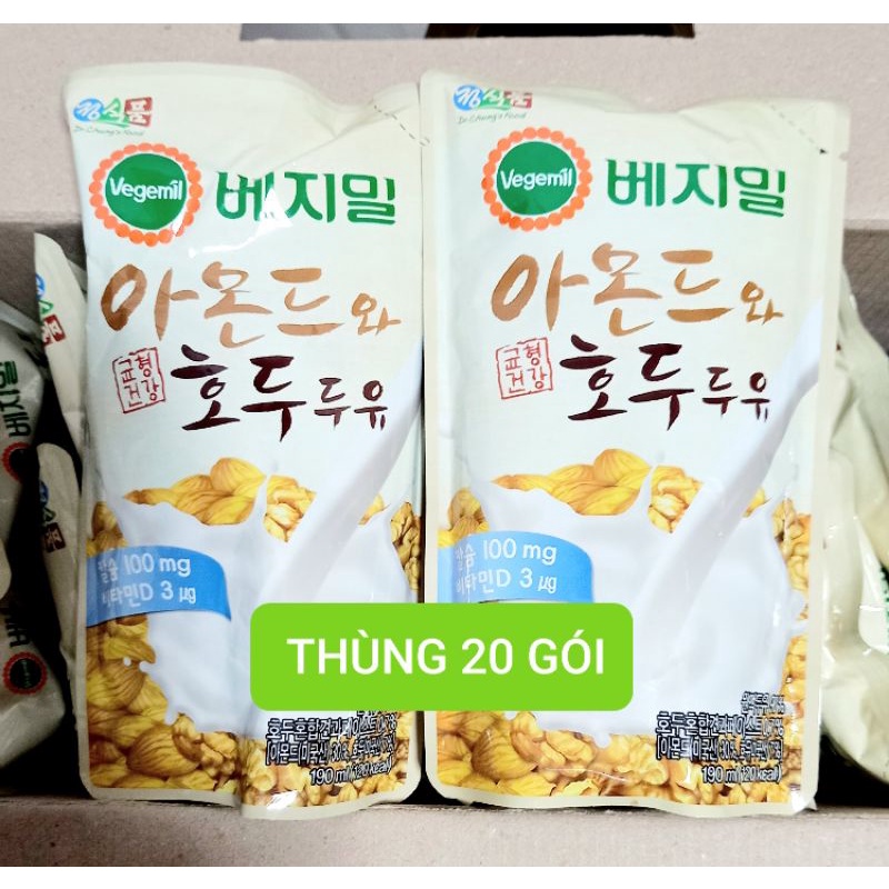 thùng 16/20 h sữa óc chó hạnh nhân hàn quốc vegemil 190ml ,12.2021