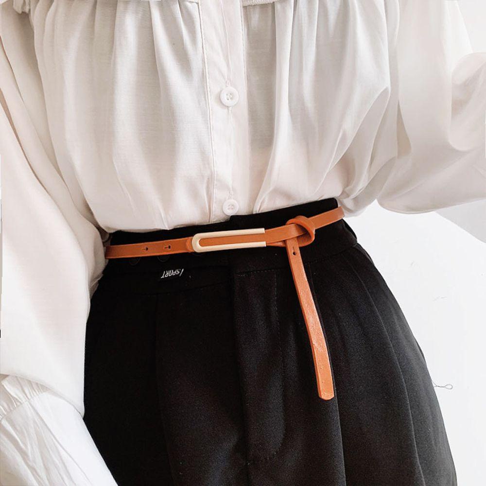 Thắt Lưng Da Màu Trơn Khóa Vuông Đơn Giản Thời Trang Cho Nữ