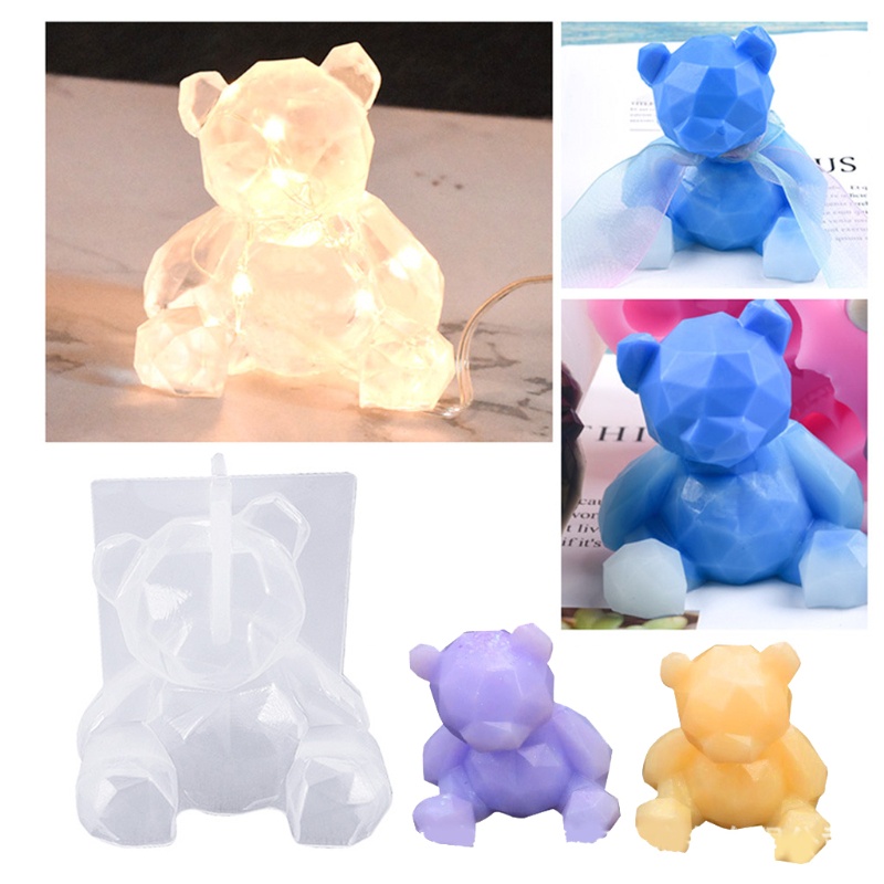 Khuôn silicon đúc hình gấu 3D làm mặt dây chuyền DIY