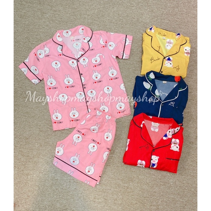 Bộ pijama nữ cộc tay chất liệu vải Kate Thái cam kết hàng loại 1 siêu mềm mát