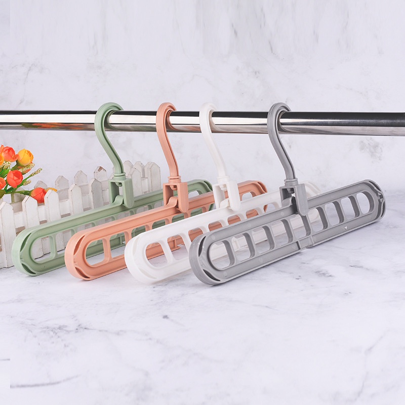 Móc Treo quần áo 9 Lỗ Gấp Gọn Giúp Tiết Kiệm Không Gian, Móc phơi quần áo thông minh tiện ích cho gia đình