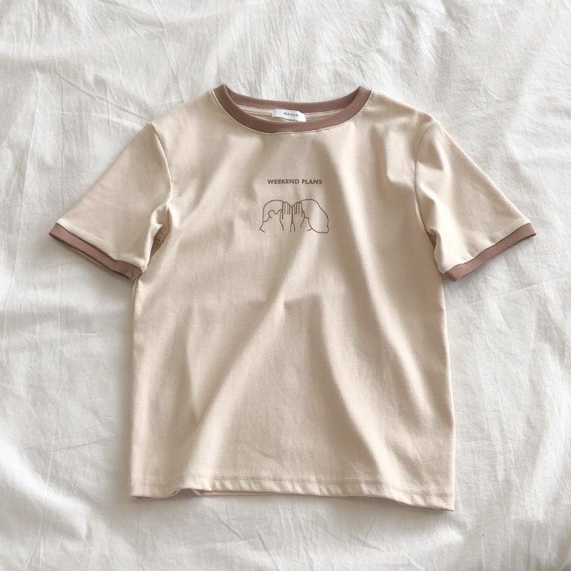 Áo thun UIOWOO tay ngắn dáng rộng màu sắc thời trang dành cho nữ