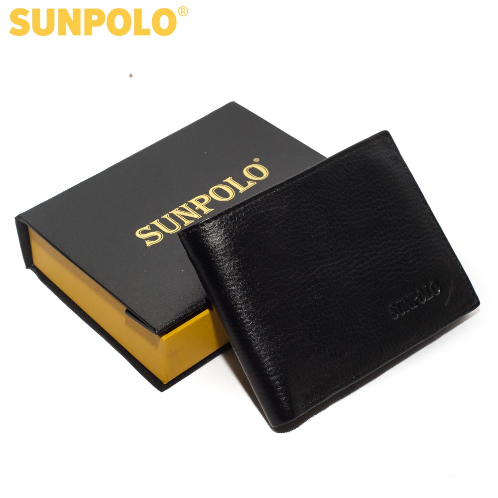 Ví ngang nam da bò SUNPOLO Đen Nâu - WSDQ21