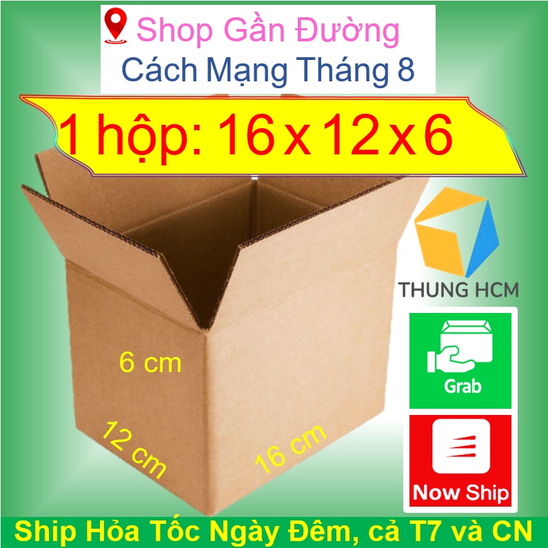 Hộp carton nhỏ 16x12x6 hộp giấy đóng hàng THUNGHCM H06