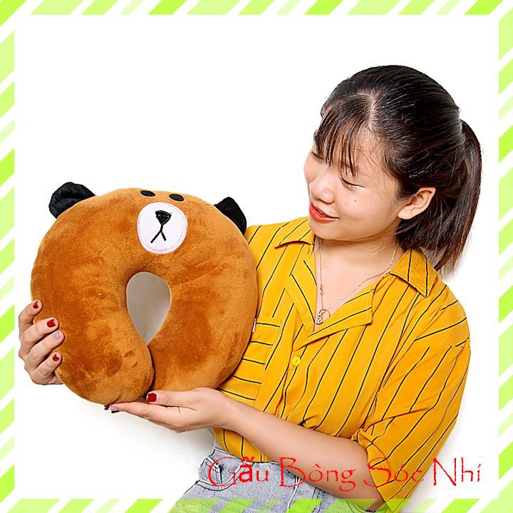 Gối Kê Cổ Chữ U Brown  FREESHIP  Gấu Bông Sóc Nhí