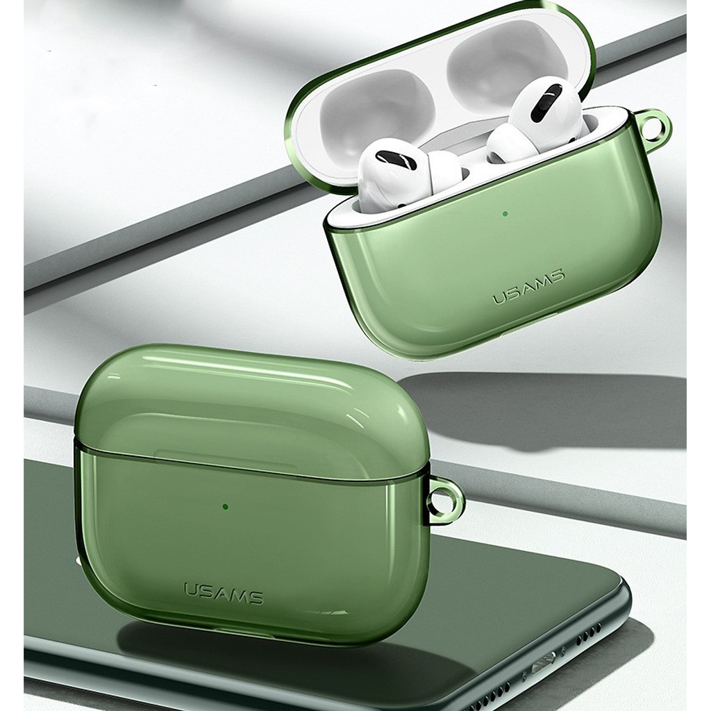 Airpods Pro Case Ốp Bảo Vệ TPU trong suốt cho Airpods Pro Hiệu Usams Kèm Móc Treo